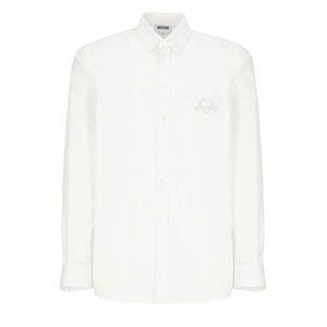 Moschino White Cotton Shirt With Contrasting Logo Embroidery - NWT